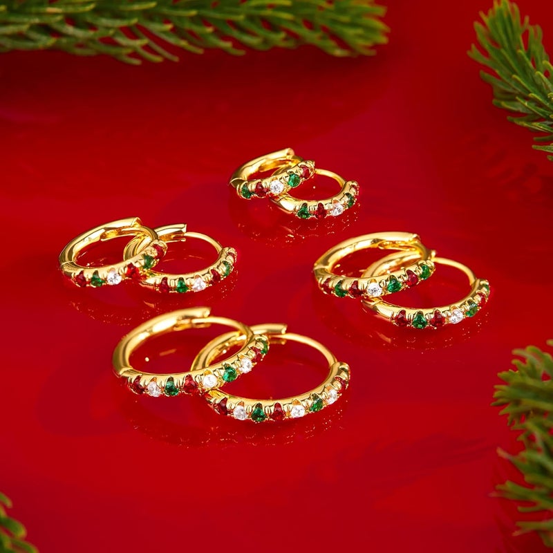 Poxtex Small Gold Huggie Hoop Earrings Set for Women Men Hypoallergenic 14K Plated Stack Cartilage Earrings, Multiple Piercing Lightweight Mini Thin Cute Dainty Trendy Jewelry Set Christmas Gifts for Women - Image 4